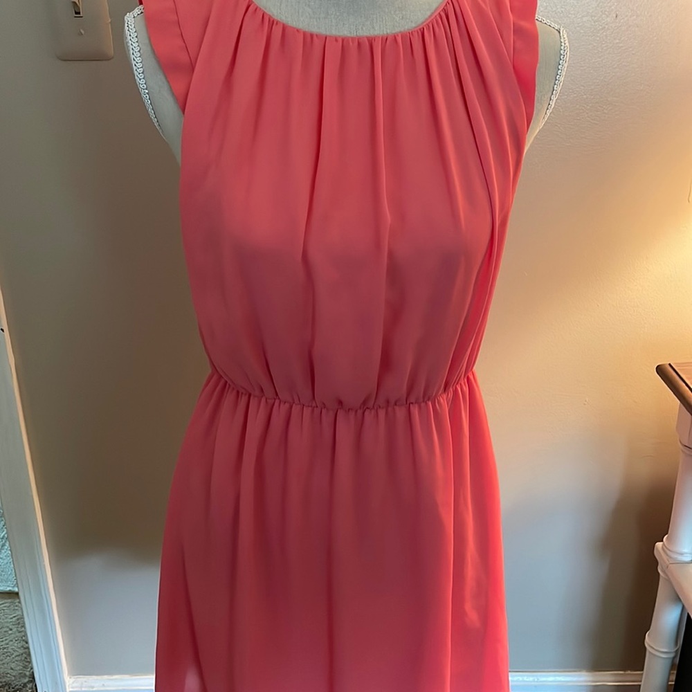 Peach chiffon summer dress